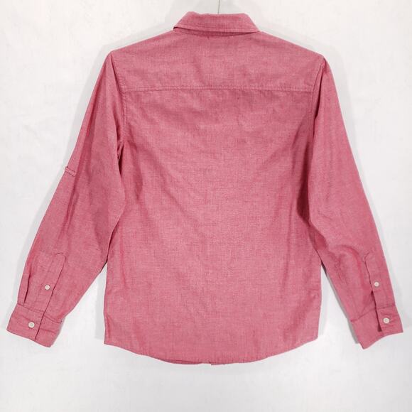 Urban Pipeline Shirt Boys Extra Large Red Long Sleeve Casual Poplin Button Up - Picture 7 of 12